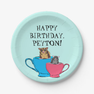 Sugar Glider in Tea Cups Custom Verjaardagsfeest Papieren Bordje