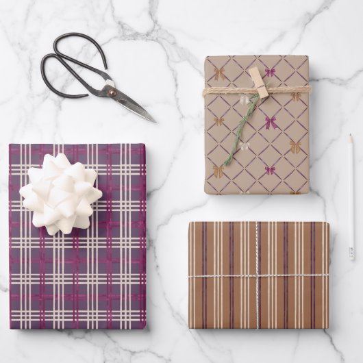Sugar Plum - Plum & Bows Set, HI-stijl Kerstmis Inpakpapier Vel (Voorkant)