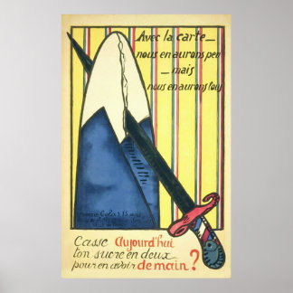 Sugar Rationing ~ Franse Wereldoorlog 1. Poster