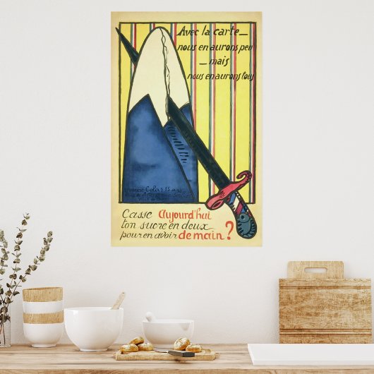 Sugar Rationing ~ Franse Wereldoorlog 1. Poster (Keuken)