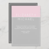 Sugar rose gris Faire-part de mariage moderne (Devant / Derrière)