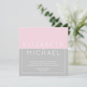 Sugar roze Gray Moderne Weddenschap Kaart (Staand voorkant)