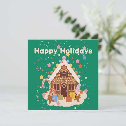 Sugar Rush: Een gemberkoekdroom Feestdagenkaart (Staand voorkant)