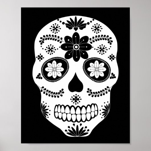 Sugar Skull 2 Poster noir et blanc (Devant)