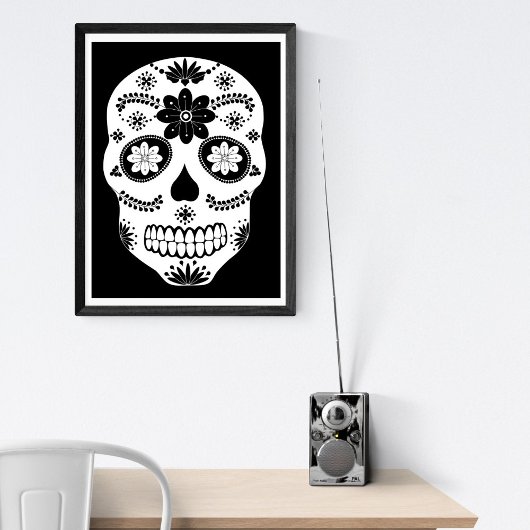 Sugar Skull 2 Poster noir et blanc