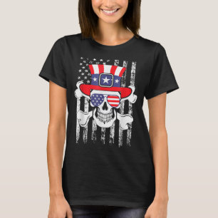 Sugar Skull 4 juli Funny Shirt American Flag Pat
