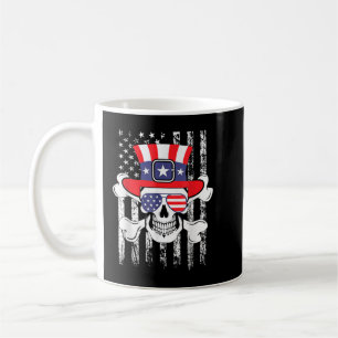 Sugar Skull 4 juli Funny Shirt American Flag Pat Koffiemok