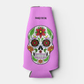 Sugar Skull aangepaste naam, tekst & kleur Flesjeskoeler (Voorkant)