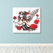 Sugar Skull Angel Canvas Afdruk (Insitu (Houten vloer))
