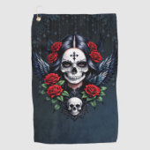 Sugar Skull Angel met Rozen. Golfhanddoek (Voorkant)