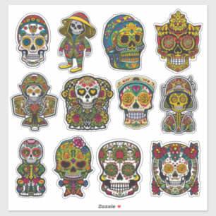 Sugar Skull Art 12 Stuk Folk Art Pack Sticker