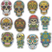 Sugar Skull Art 12 stuk viering Pack Sticker (Voorkant)