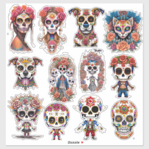 Sugar Skull Art 12 stuk Waterverf Pack Sticker