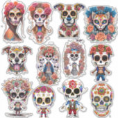 Sugar Skull Art 12 stuk Waterverf Pack Sticker (Voorkant)