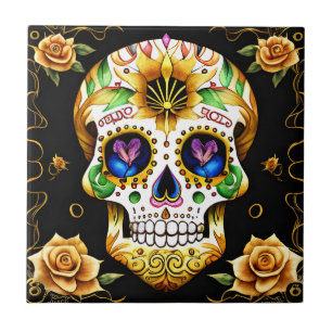 Sugar Skull Art - Artistiek Erfgoed Tegeltje