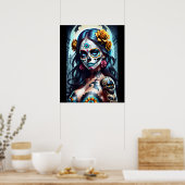 Sugar Skull Art - Bloeiende schoonheid Poster (Keuken)