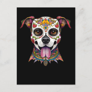 Sugar Skull Art - Dag van de Dode Sugar Skull Hond Briefkaart
