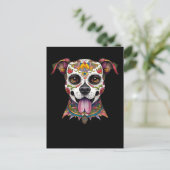 Sugar Skull Art - Dag van de Dode Sugar Skull Hond Briefkaart (Staand voorkant)