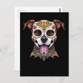 Sugar Skull Art - Dag van de Dode Sugar Skull Hond Briefkaart (Voorkant / Achterkant)