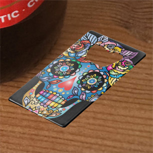 Sugar Skull Art, Dag van de Doden Kredietkaart Flessenopener