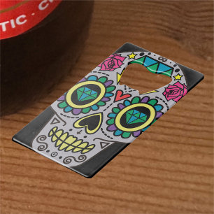 Sugar Skull Art, Dag van de Doden Kredietkaart Flessenopener