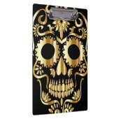 Sugar Skull Art, Dag van de Doden, Zwart en Goud Klembord (Rechts)