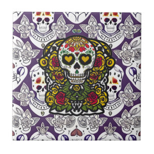 Sugar Skull Art - Dag van het Dode Altaar Tegeltje