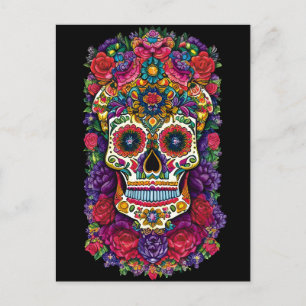 Sugar Skull Art - een kleurrijk eerbetoon Briefkaart