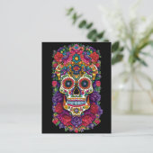 Sugar Skull Art - een kleurrijk eerbetoon Briefkaart (Staand voorkant)