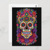 Sugar Skull Art - een kleurrijk eerbetoon Briefkaart (Voorkant / Achterkant)