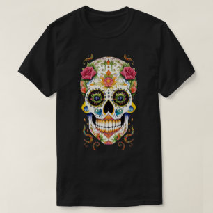 Sugar Skull Art - Feestelijk met Roze Rozen T-shirt