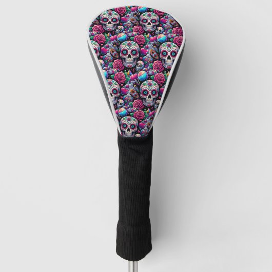 Sugar Skull Art - Floral Immortality Golfheadcover (Voorkant)