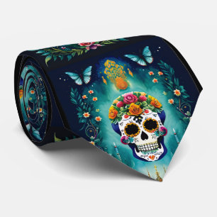 Sugar Skull Art - Geïnspireerd door Mexicaanse tra Stropdas