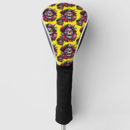 Sugar Skull Art - Jolly Pirate Skull (Geel) Golfheadcover