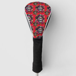 Sugar Skull Art - Jolly Pirate Skull (Rood) Golfheadcover