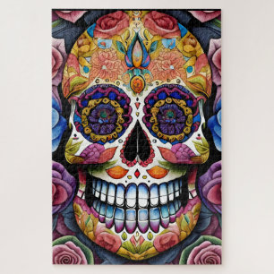 Sugar Skull Art - Kleurrijke Dag van de Dode Sched Legpuzzel