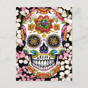 Sugar Skull Art - Kleurrijke Dag van de Doden Briefkaart