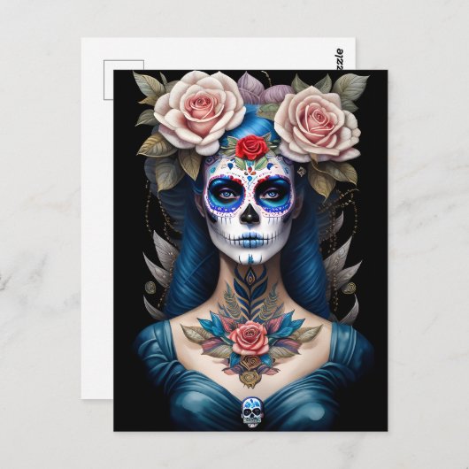 Sugar Skull Art - Kleurrijke Dia de los Muertos Briefkaart (Voorkant / Achterkant)
