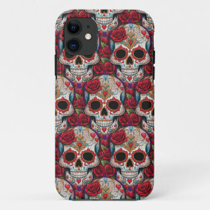 Sugar Skull Art - Kleurrijke Dia de los Muertos iPhone 11 Hoesje