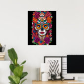 Sugar Skull Art - Kleurrijke Dia de los Muertos Poster (Thuiskantoor)