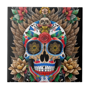 Sugar Skull Art - Kleurrijke herinnering Tegeltje