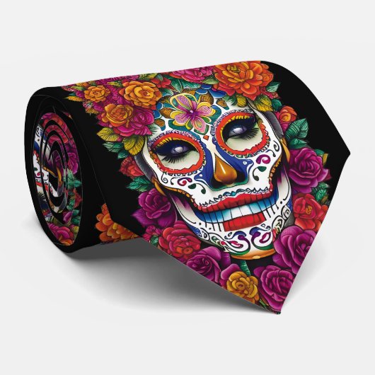 Sugar Skull Art - Kleurrijke tradities van Mexico Stropdas (Opgerold)