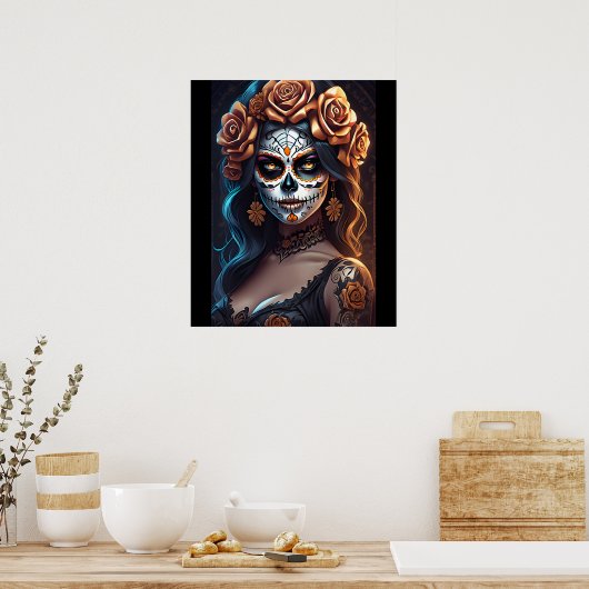 Sugar Skull Art - kleurrijke uitdrukkingen Poster (Keuken)