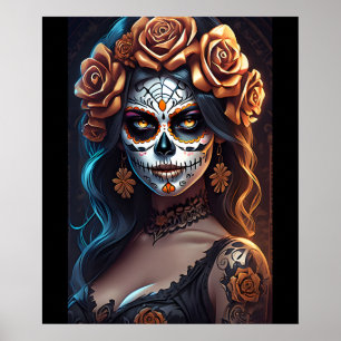 Sugar Skull Art - kleurrijke uitdrukkingen Poster