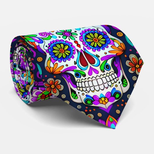 Sugar Skull Art - Leven in de dood Stropdas (Opgerold)