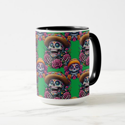 Sugar Skull Art - Levendige Dag van de Doden (Groe Mok (Voorkant rechts)