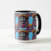 Sugar Skull Art - Levendige Dag van de Doden (Sky) Mok (Voorkant rechts)