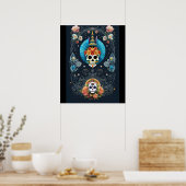 Sugar Skull Art - Levendige Dia de los Muertos Poster (Keuken)