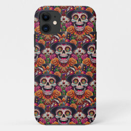 Sugar Skull Art - Marigold Sugar Skull iPhone 11 Hoesje