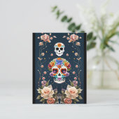 Sugar Skull Art - Mexicaans erfgoed Briefkaart (Staand voorkant)